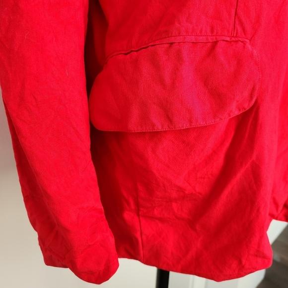 80s Red Silk Blazer Jacket - Picture 11 of 12